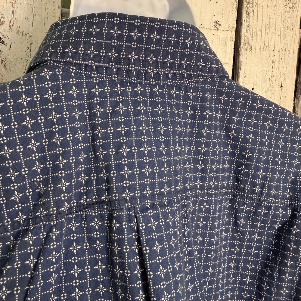 Rough Stock Panhandle Slim Mens XL Blue Geometric Cotton Button Up Shirt Western - Picture 7 of 11